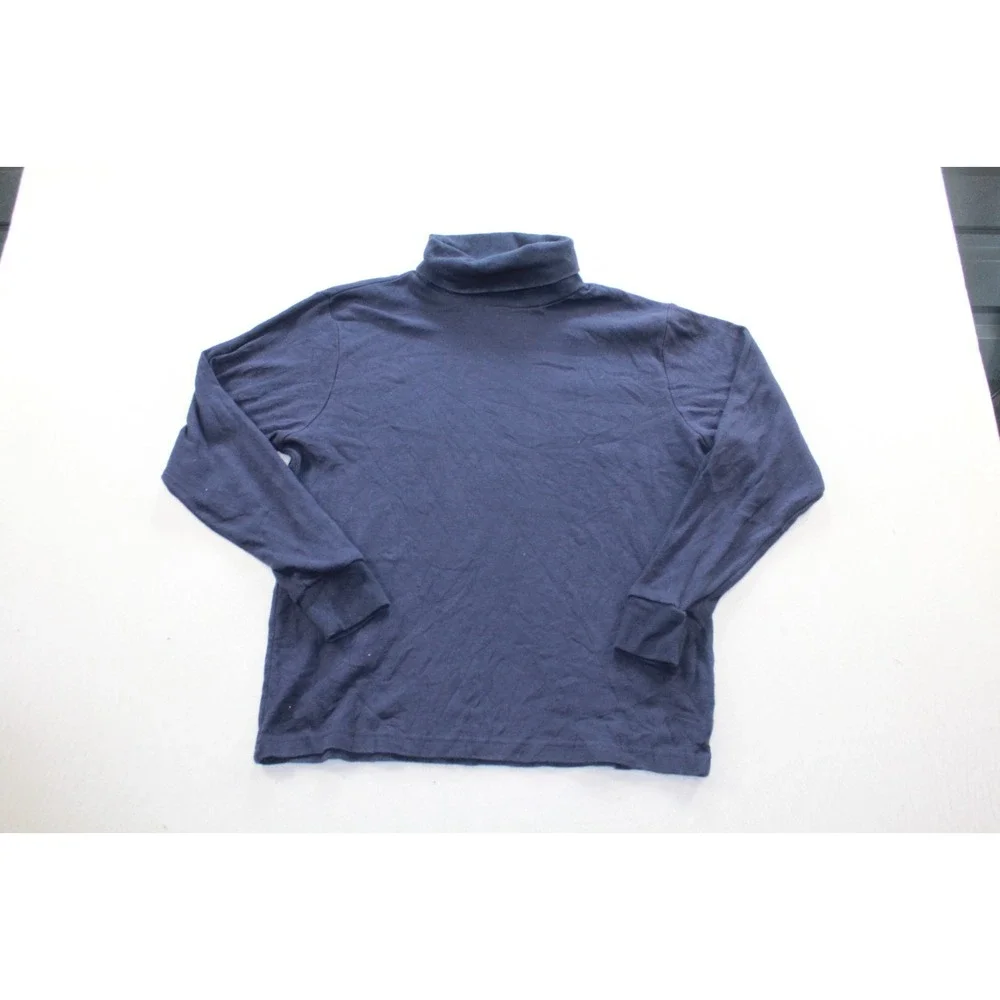 Karen Scott Women Blue Shirt Turtle Neck Long Sleeve Casual Size Medium